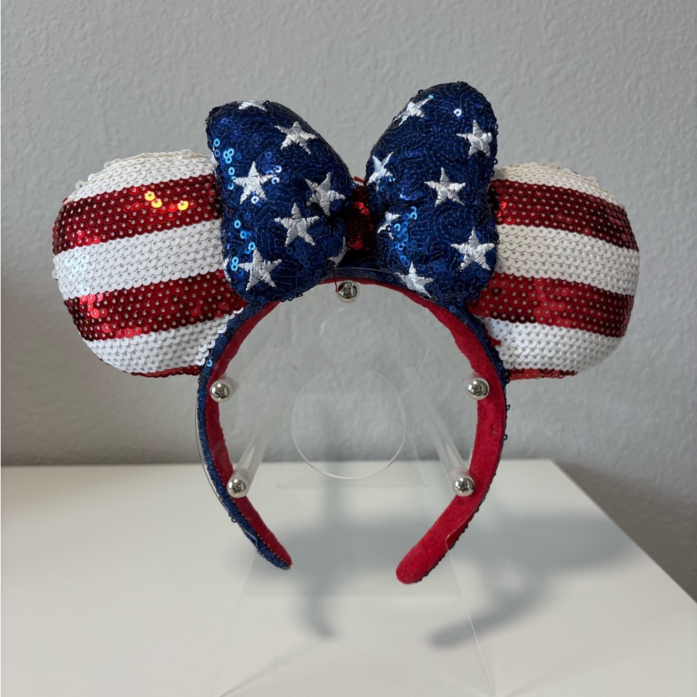 Set of 2 Disney Parks 4th of July Americana Minnie Mouse Sequin Ear Headband